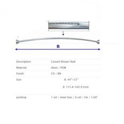 SRA0001 Curved Shower Rods, 44" ~72".