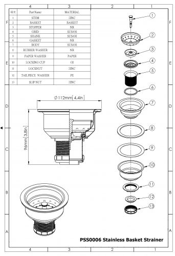 PSS0006 Deep Cup Sink Strainer